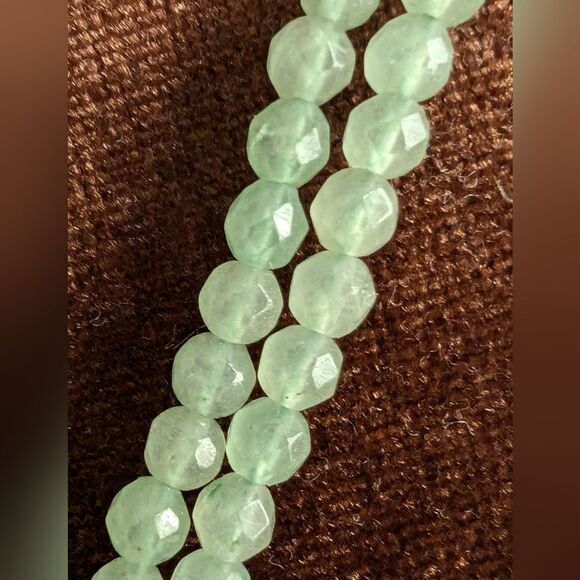 V3 sterling silver natural aquamarine double strand necklace with pendant - Picture 3 of 7